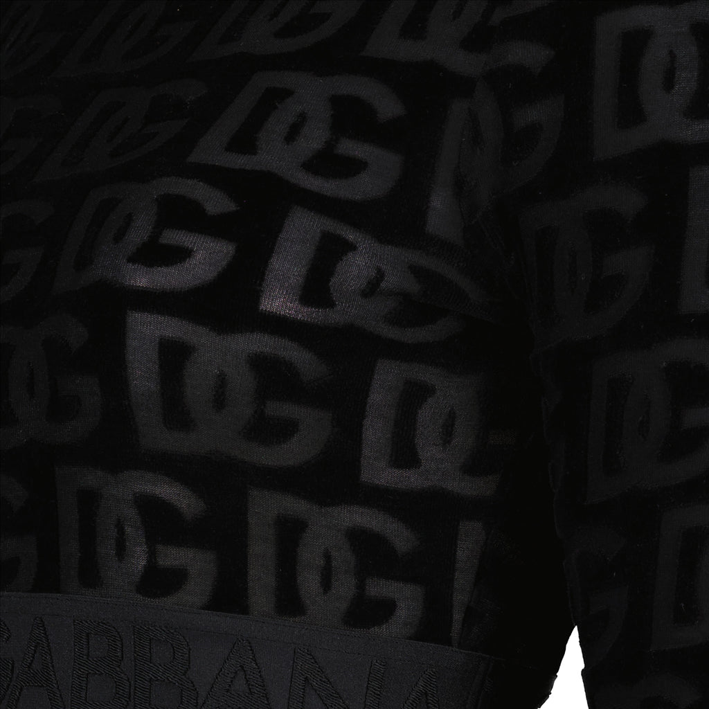 Dolce & Gabbana, Black Top, Jersey, Luxury, High Neck