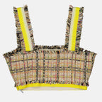 MSGM tweed top, luxury women's top, multicolored tweed, designer fashion, elegant women's wear