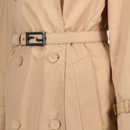 Image of Double-Breasted Beige Trench Coat by Fendi for Women - Season Spring-Summer 2023 - Product detail view 2
