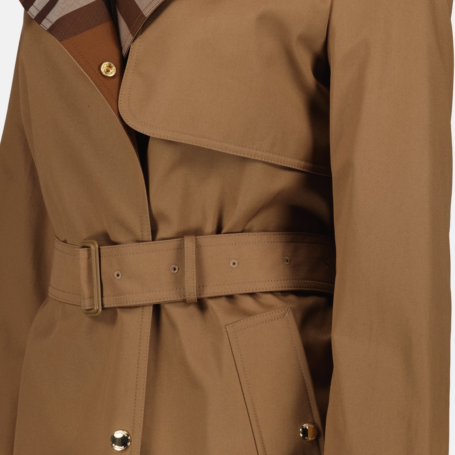 Burberry trench coat, luxury women's outerwear, brown check coat, designer trench coat, high-end fashion