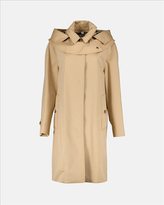 Burberry, women's trench coat, beige coat, detachable hood, premium cotton