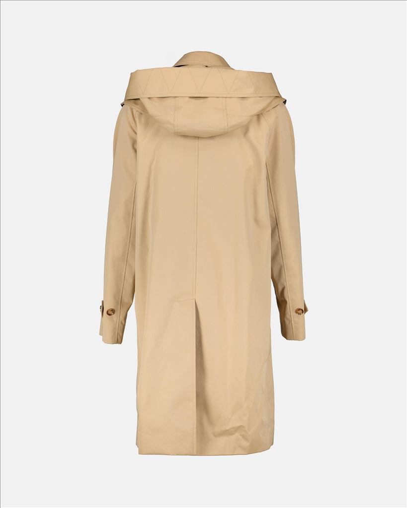 Burberry, women's trench coat, beige coat, detachable hood, premium cotton