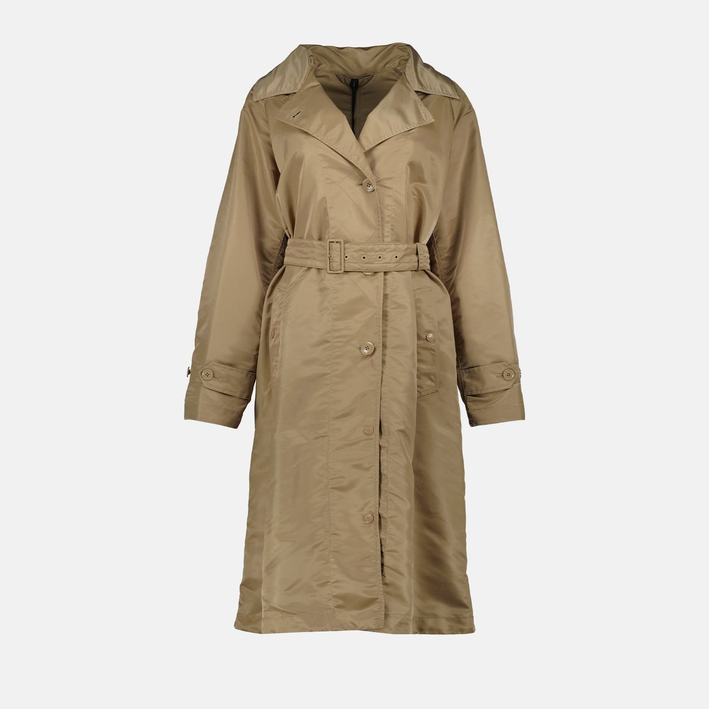 Moncler trench coat, luxury women's outerwear, beige trench coat, high-end fashion, Moncler Villerest