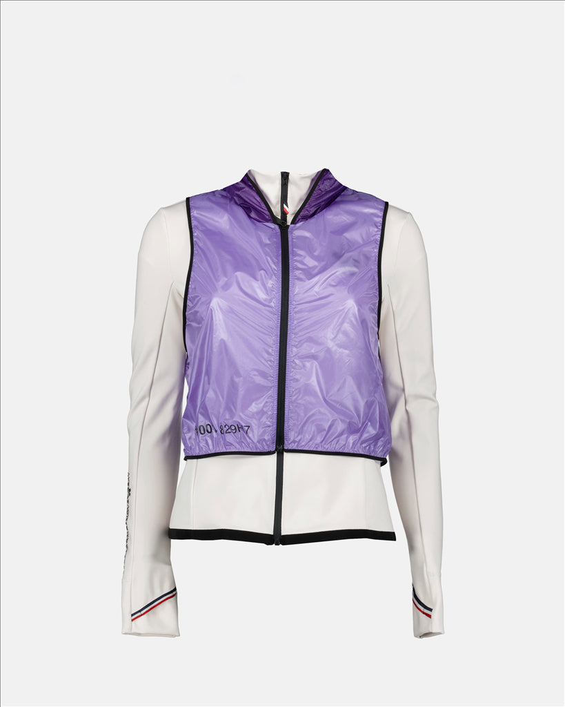 Luxury Women's Jacket, Moncler Grenoble, Bi-material Jacket, Purple Jacket, Trendy Jacket