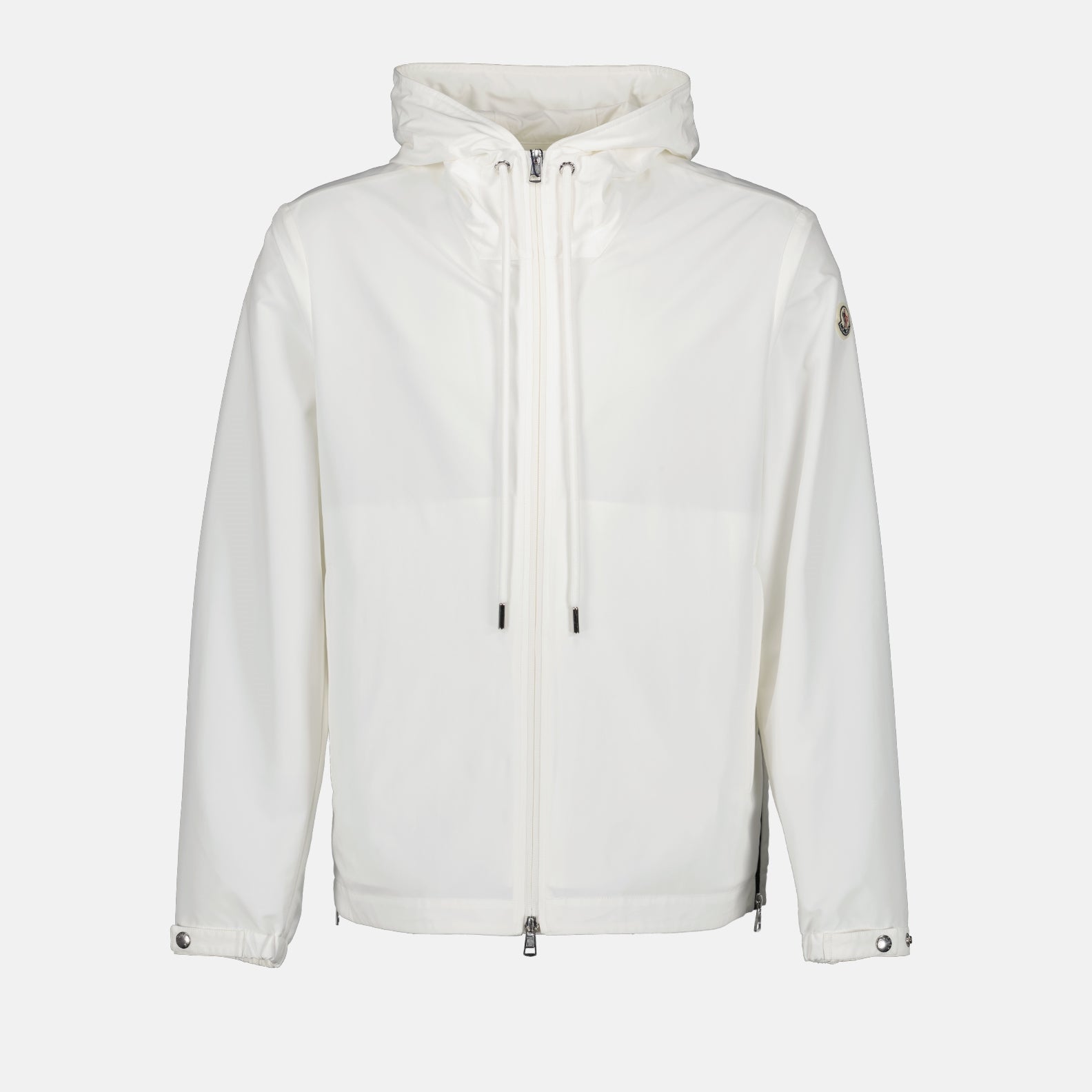 Moncler windbreaker, luxury men’s jacket, white windbreaker, high-end outerwear, Moncler Atria