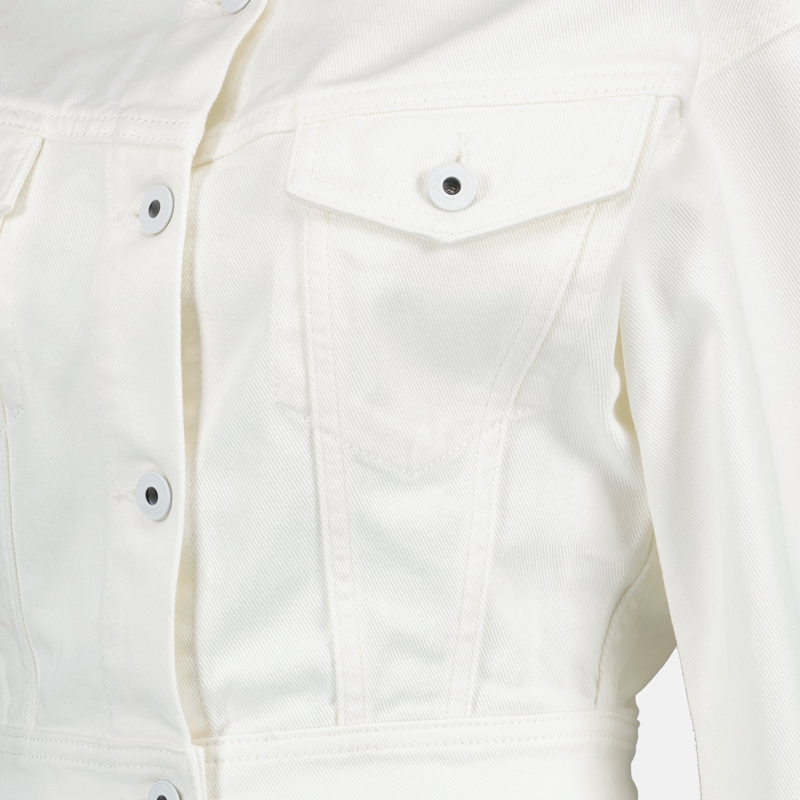 denim jacket, Toybox jacket, cropped denim, classic collar jacket, button closure denim