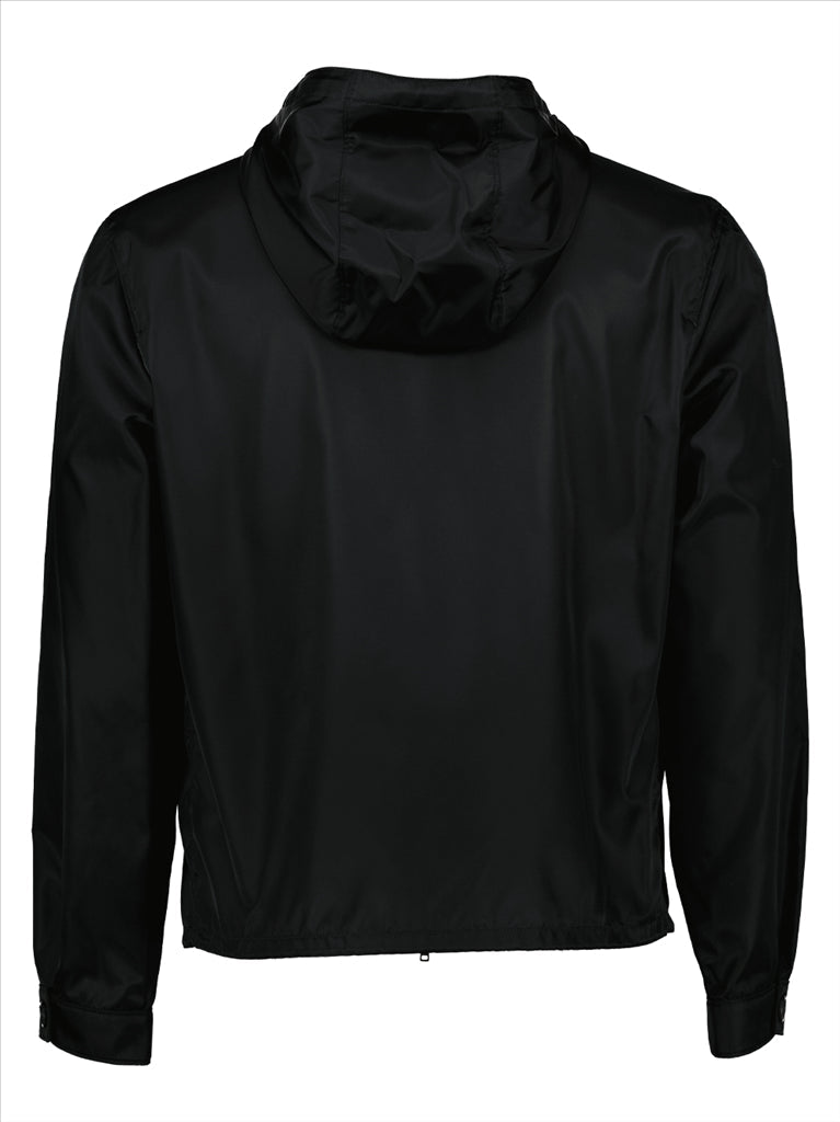 Prada Re-Nylon Jacket, Black designer jacket, Luxury outerwear, Men's eco-friendly fashion, High-end men's jackets