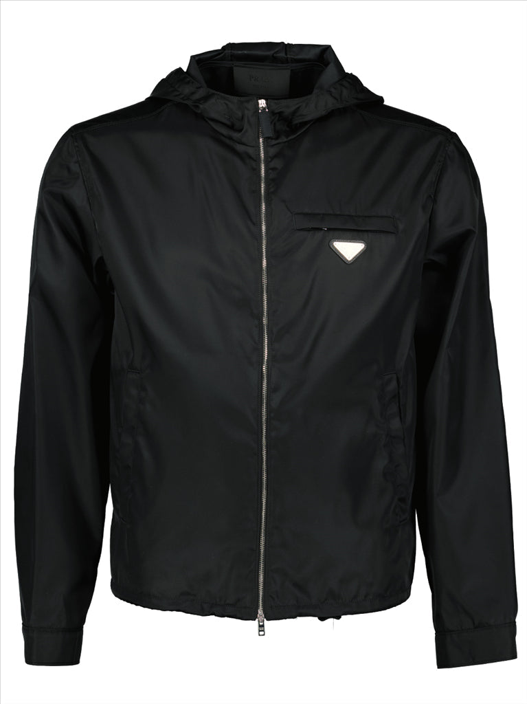 Prada Re-Nylon Jacket, Black designer jacket, Luxury outerwear, Men's eco-friendly fashion, High-end men's jackets