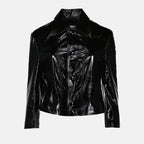 AMI Paris, Black Vinyl Jacket, Women's Luxury Fashion, High-End Outerwear, Elegant Women's Jacket