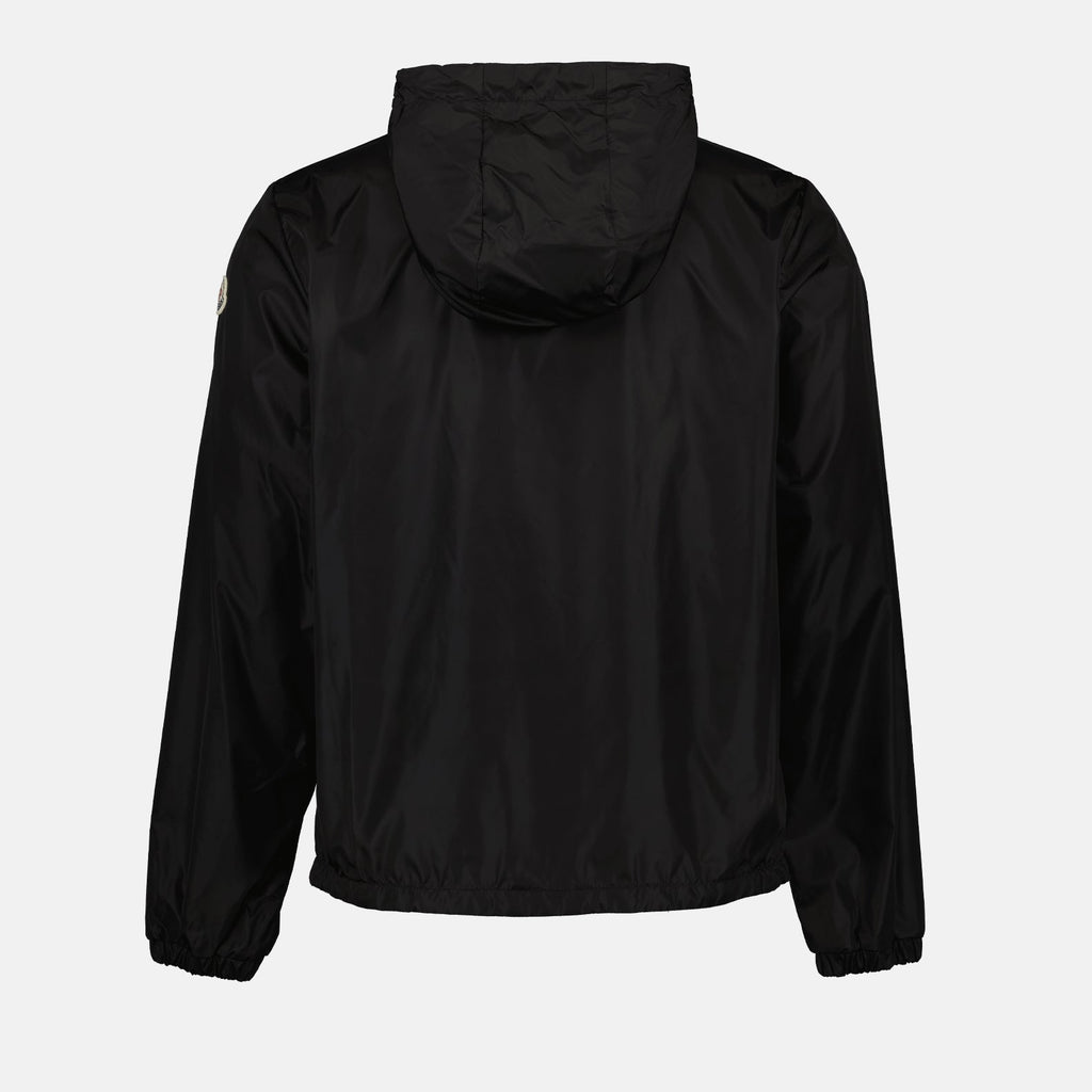 Moncler, black nylon jacket, men's luxury outerwear, sleek design, Grimpeurs jacket