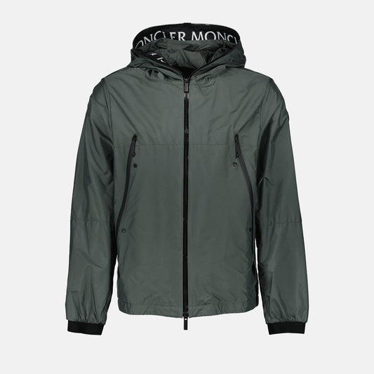 Moncler jacket, luxury men's fashion, grey Veste Junichi, high-end men's clothing, sophisticated men's outerwear