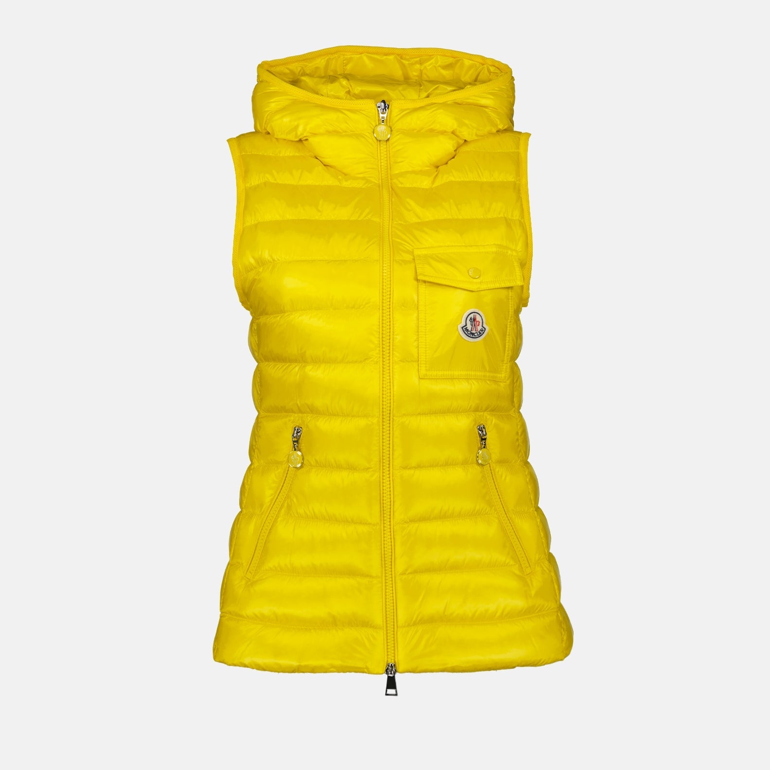 Moncler, Sleeveless Vest, Yellow Glygos, Women's Luxury Vest, Elegant Outerwear