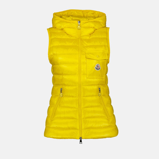 Moncler, Sleeveless Vest, Yellow Glygos, Women's Luxury Vest, Elegant Outerwear