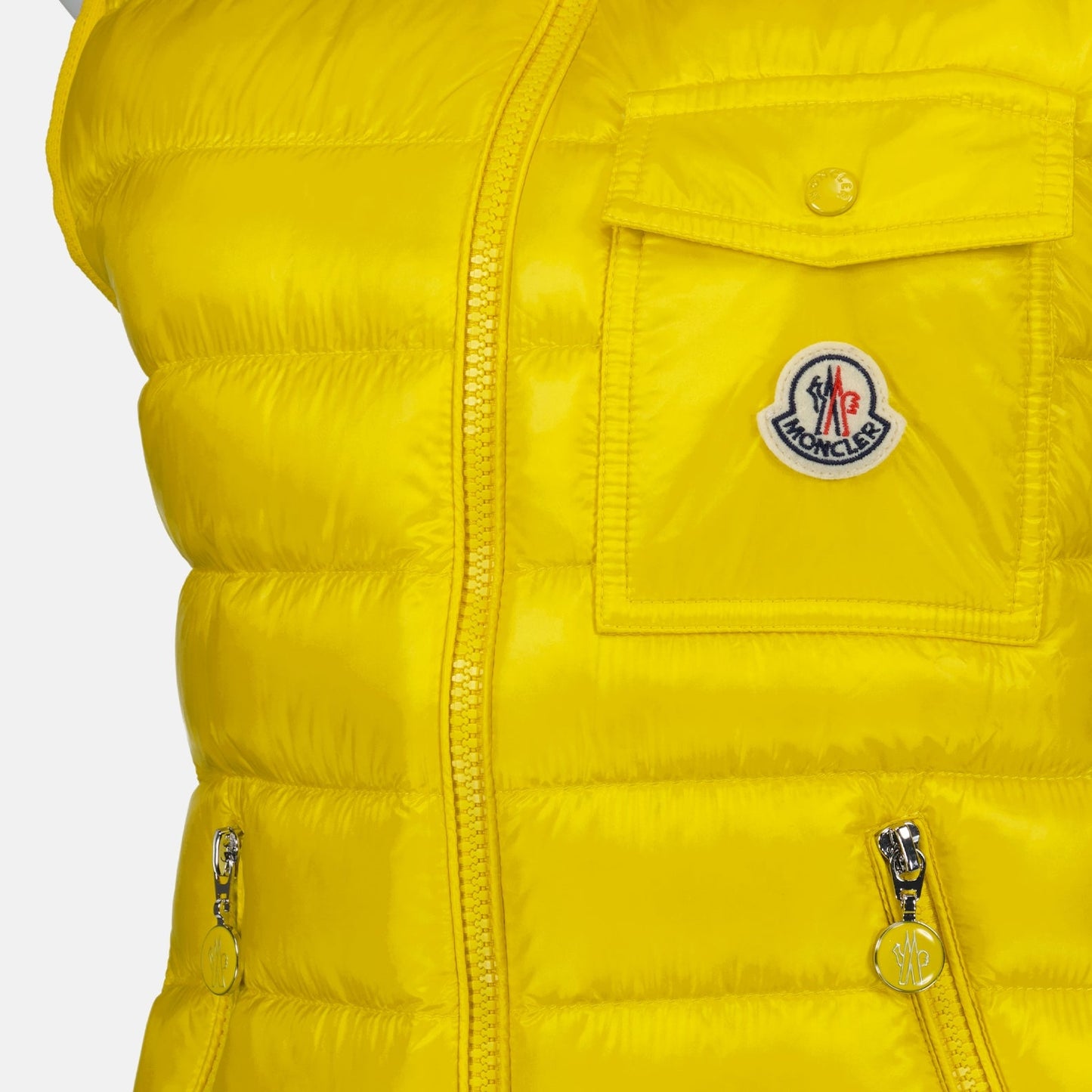 Moncler, Sleeveless Vest, Yellow Glygos, Women's Luxury Vest, Elegant Outerwear