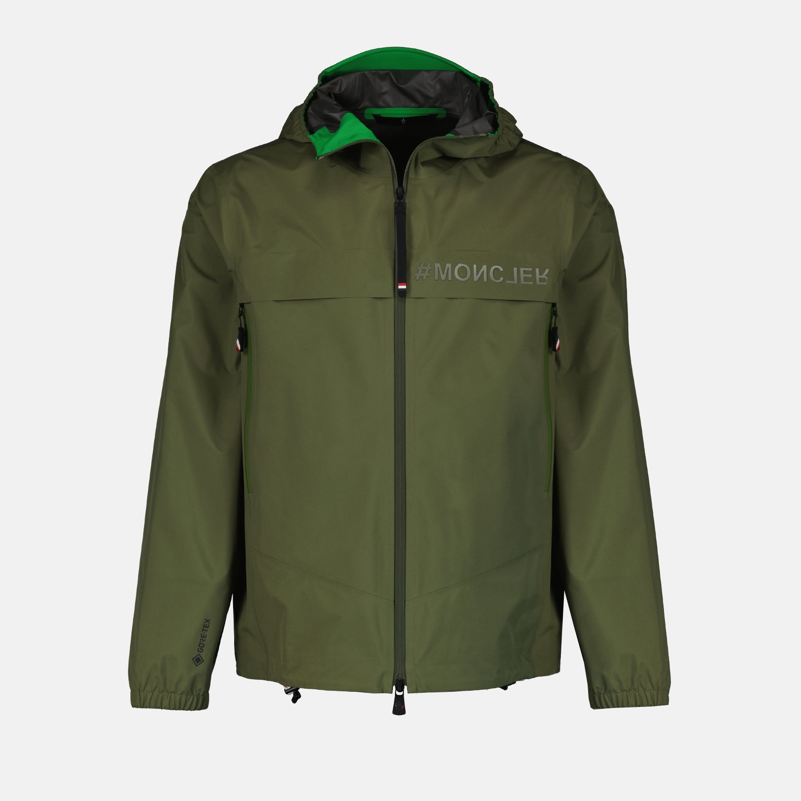 Moncler Grenoble, khaki green jacket, luxury outerwear, men's fashion, high-end jacket
