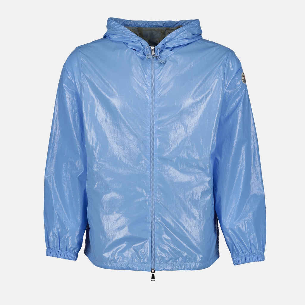 Moncler jacket, luxury women’s wear, blue jacket, designer clothing, women’s fashion